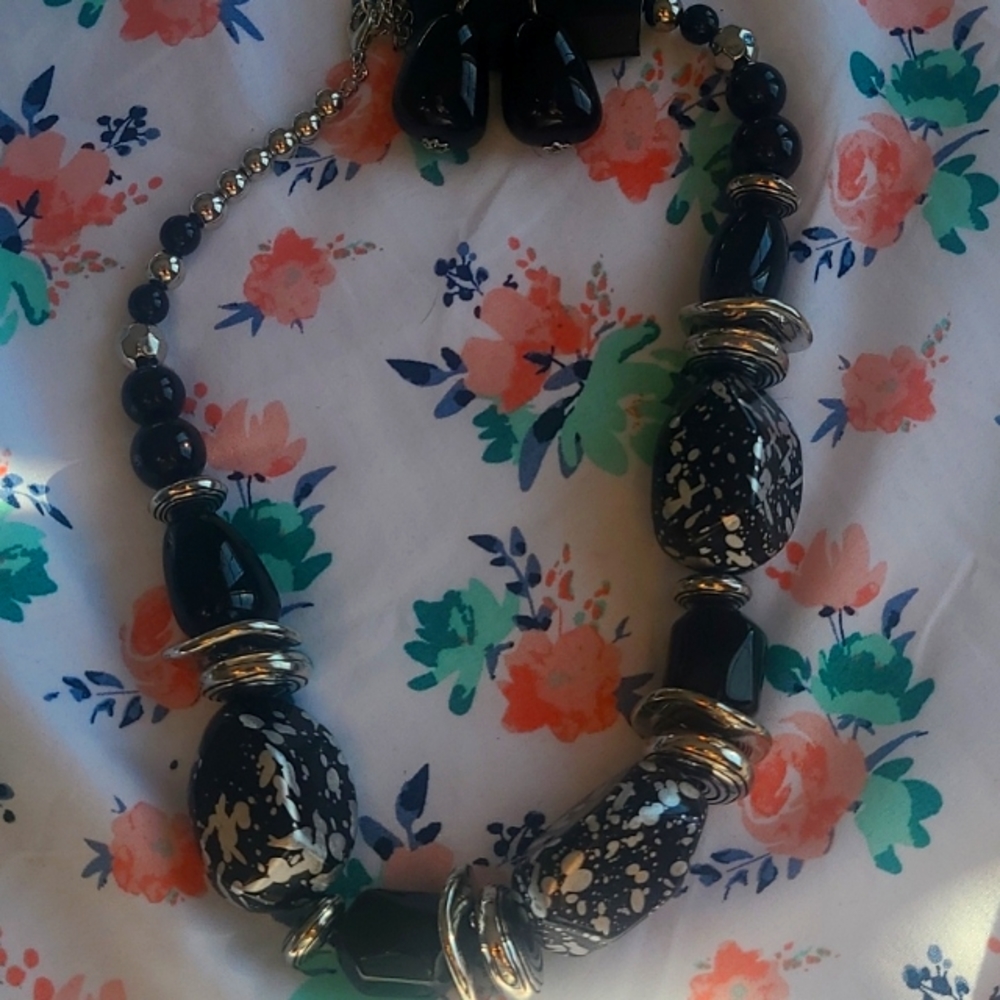 Black and silver Earing/neclace set
